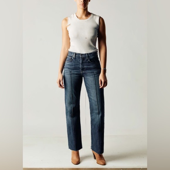 imogene + willie Denim - Imogene + Willie Wyatt Montrose Mid High Rise Raw Hem Jean 33 Cone Mills